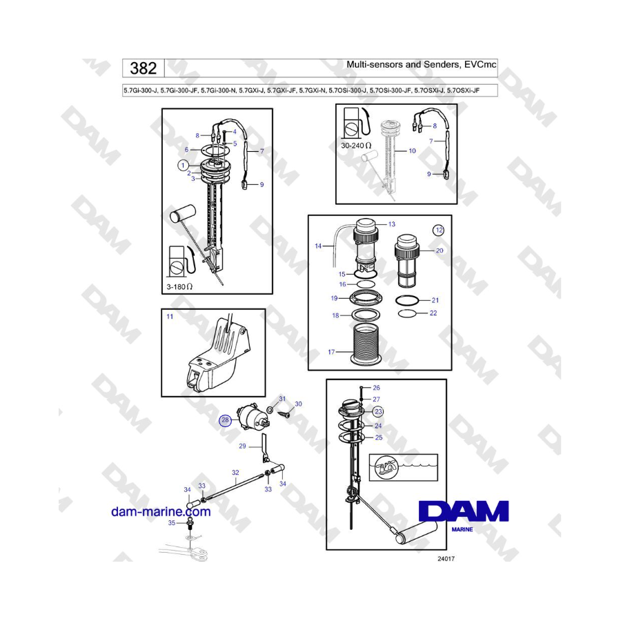 Volvo Penta 5.7Gi-300-J, 5.7Gi-300-JF, 5.7Gi-300-N, 5.7GXi-J, 5.7GXi-JF - Multisensores y transmisores, EVCmc