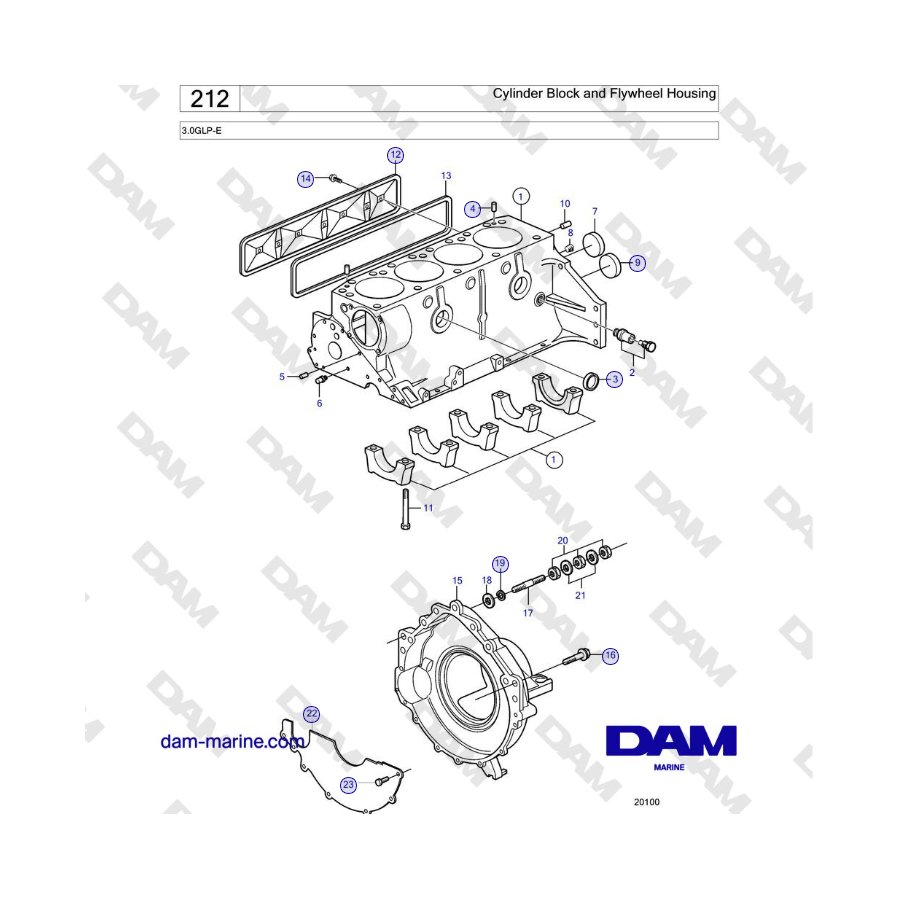 Volvo Penta 3.0GLP-E - Cylinder Block and Flywheel Housing 