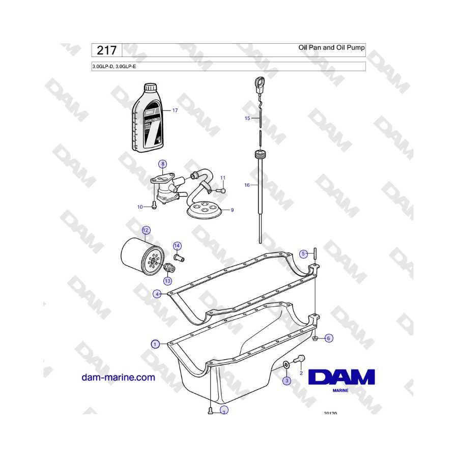 Volvo Penta 3.0GLP-D, 3.0GLP-E - Oil Pan and Oil Pump