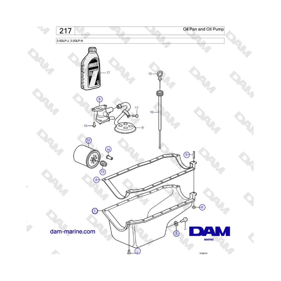 Volvo Penta 3.0GLP-J, 3.0GLP-N - Oil Pan and Oil Pump
