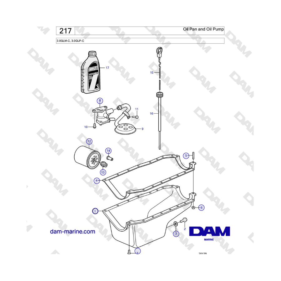 Volvo Penta 3.0GLM-C, 3.0GLP-C - Oil Pan and Oil Pump