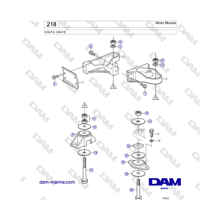 Volvo Penta 3.0GLP-D, 3.0GLP-E - Soportes de motor