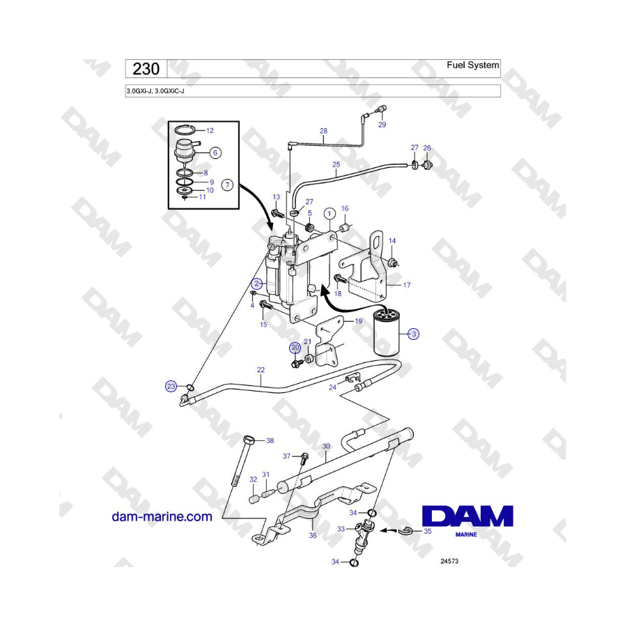 Volvo Penta 3.0GXi-J, 3.0GXiC-J - Fuel System