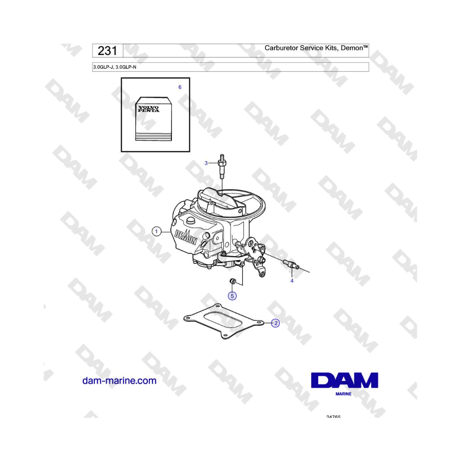 Volvo Penta 3.0GLP-J, 3.0GLP-N - Kits de servicio de carburador