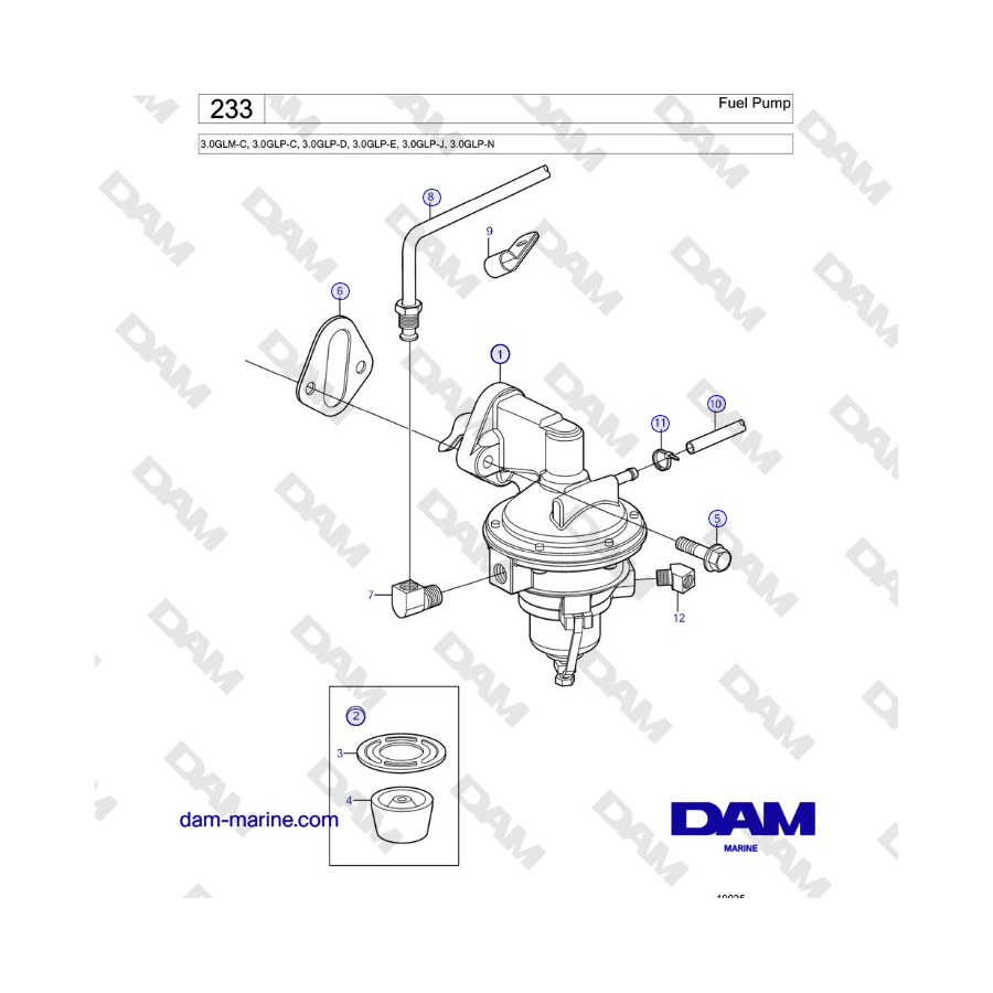 Volvo Penta 3.0GLM-C, 3.0GLP-C, 3.0GLP-D, 3.0GLP-E, 3.0GLP-J, 3.0GLP-N - Fuel Pump 
