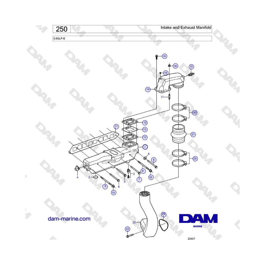 Volvo Penta 3.0GLP-E - Intake and Exhaust Manifold 