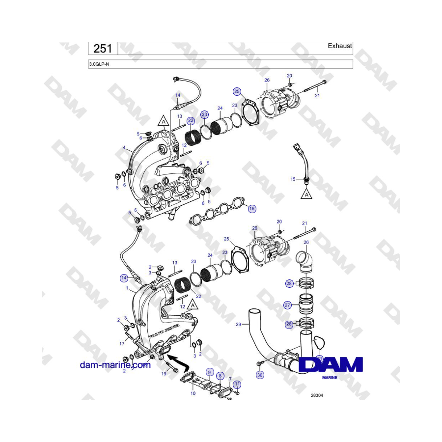 Volvo Penta 3.0GLP-N - Exhaust