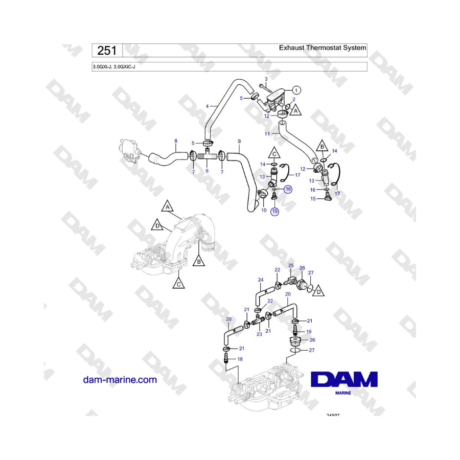 Volvo Penta 3.0GXi-J, 3.0GXiC-J - Exhaust Thermostat System