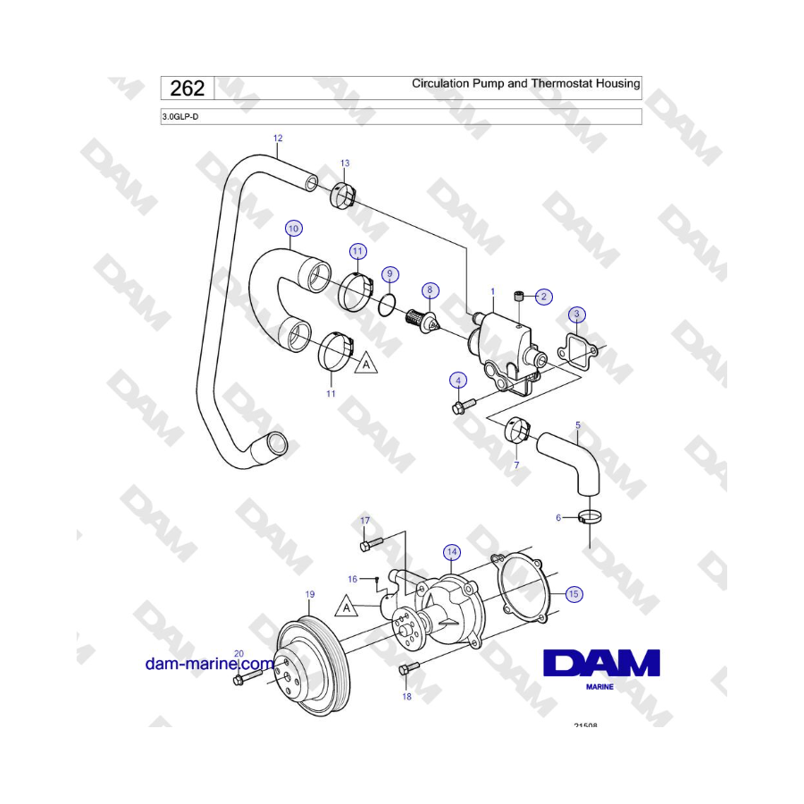Volvo Penta 3.0GLP-D - Circulation Pump and Thermostat Housing