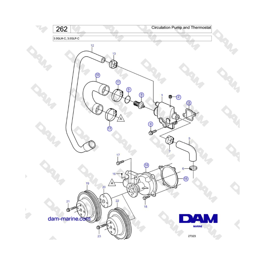 Volvo Penta 3.0GLM-C, 3.0GLP-C - Circulation Pump and Thermostat