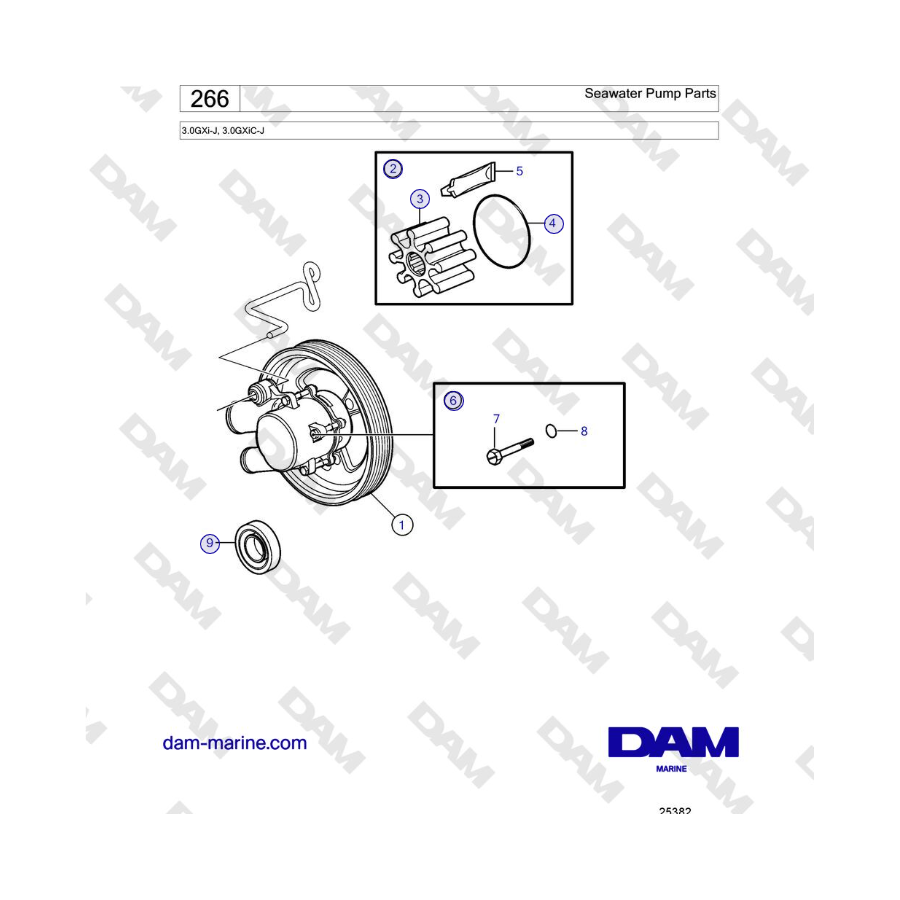 Volvo Penta 3.0GXi-J, 3.0GXiC-J - Seawater Pump Parts 