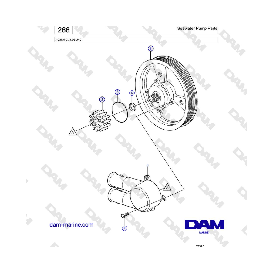 Volvo Penta 3.0GLM-C, 3.0GLP-C - Seawater Pump Parts