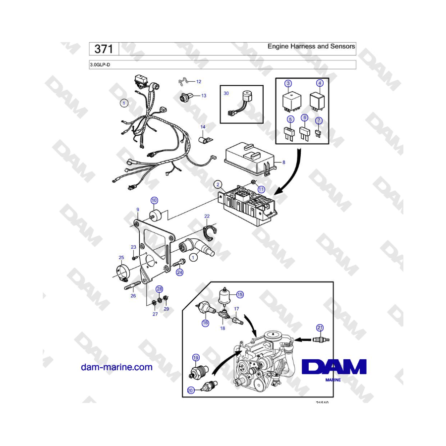 Volvo Penta 3.0GLP-D - Engine Harness and Sensors 