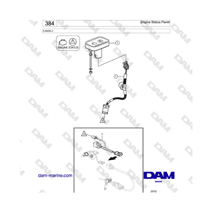 Volvo Penta 3.0GXiC-J - Panel de estado del motor