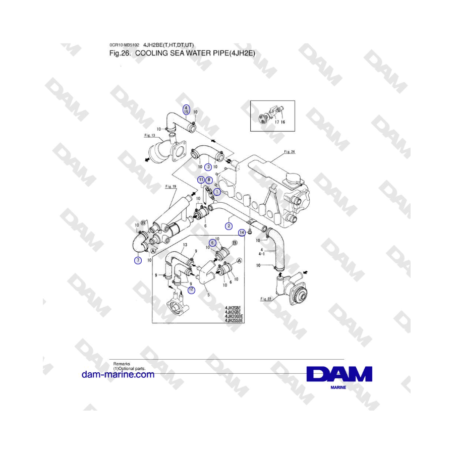 Yanmar 4JH2-E - COOLING SEA WATER PIPE