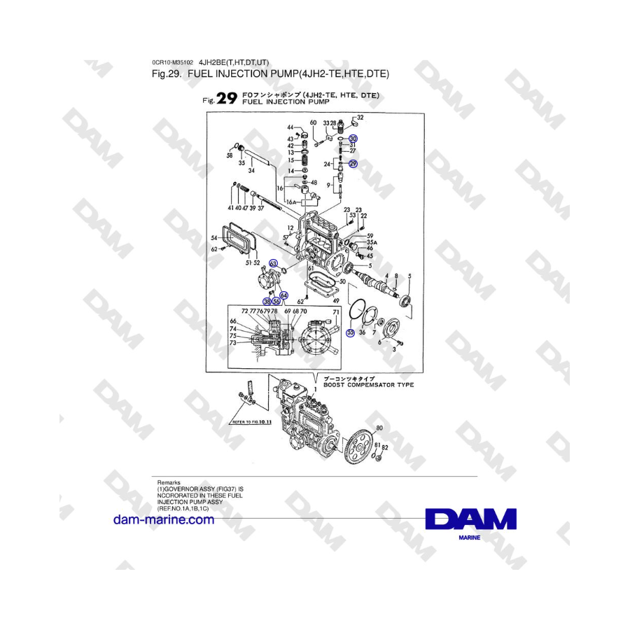 Yanmar 4JH2-DTE, 4JH2-HTE, 4JH2-TE - BOMBA DE INYECCIÓN DE COMBUSTIBLE