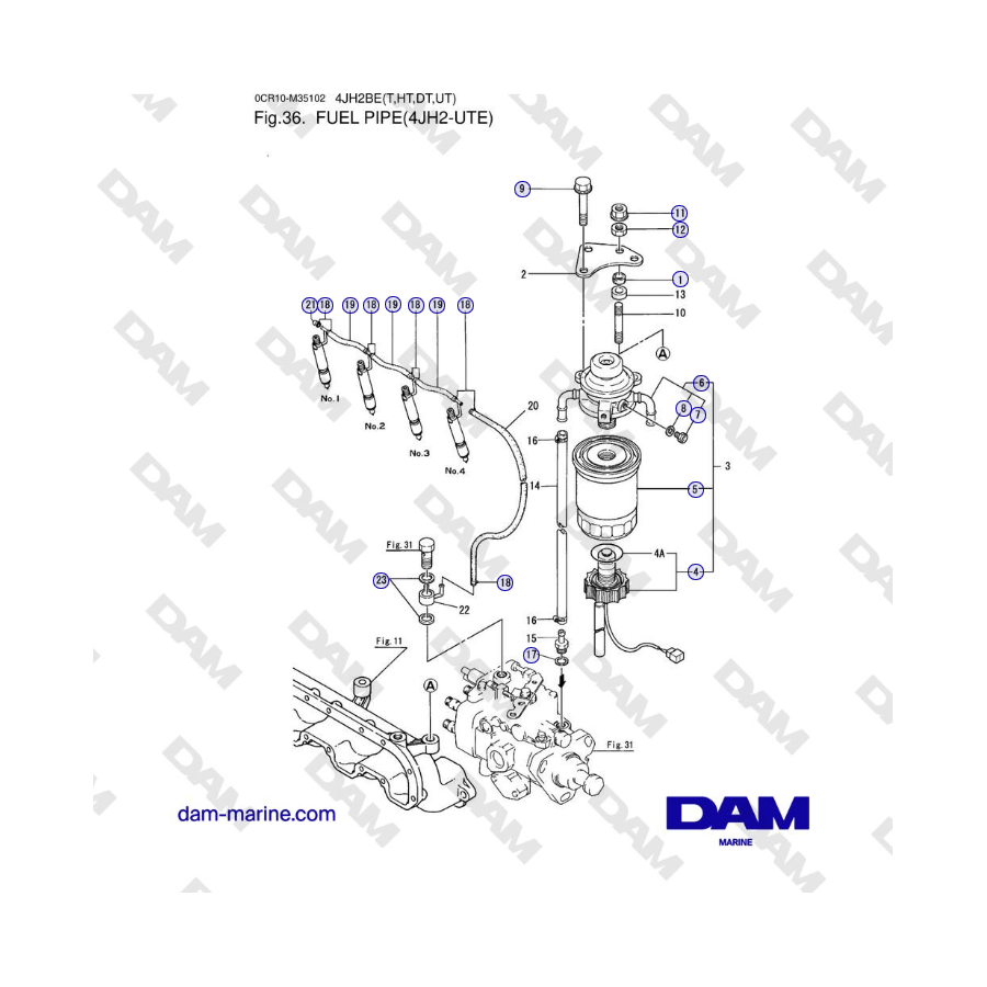 Yanmar 4JH2-UTE - FUEL PIPE