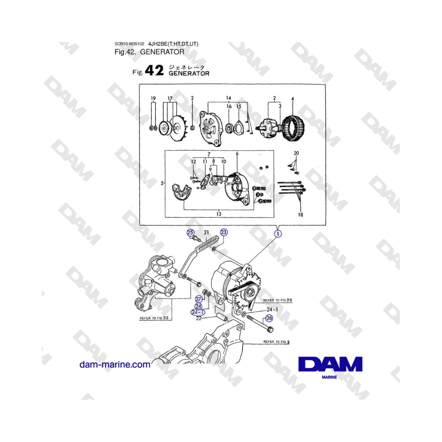 Yanmar 4JH2-DTE, 4JH2-UTE, 4JH2-HTE, 4JH2-E - GENERADOR