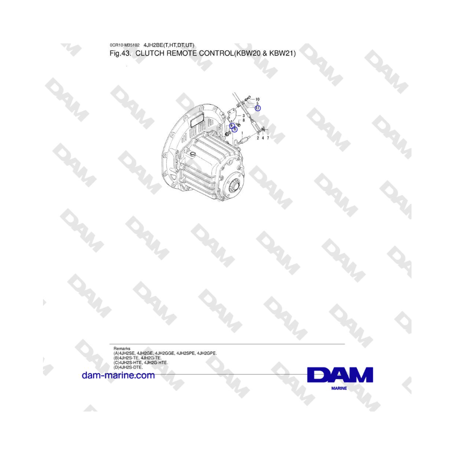 Yanmar 4JH2-DTE, 4JH2-UTE, 4JH2-HTE, 4JH2-E - CLUTCH REMOTE CONTROL