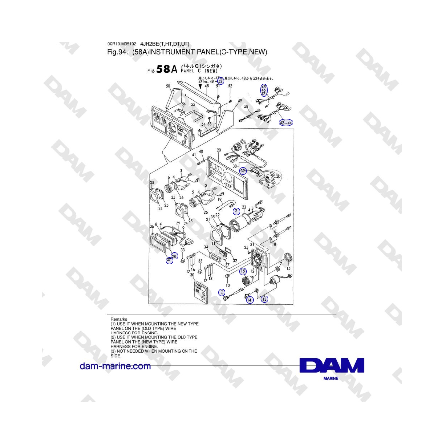 Yanmar 4JH2-DTE, 4JH2-UTE, 4JH2-HTE, 4JH2-E - INSTRUMENT PANEL(C-TYPE,NEW)