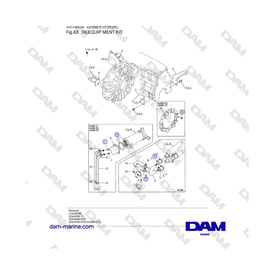 Yanmar 4JH2-DTE, 4JH2-UTE, 4JH2-HTE, 4JH2-E - REEQUIP MENT KIT
