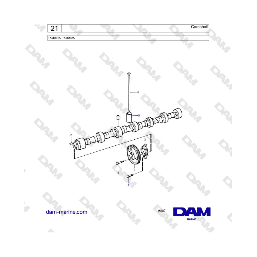 Volvo Penta TAMD61A, TAMD62A - Árbol de levas