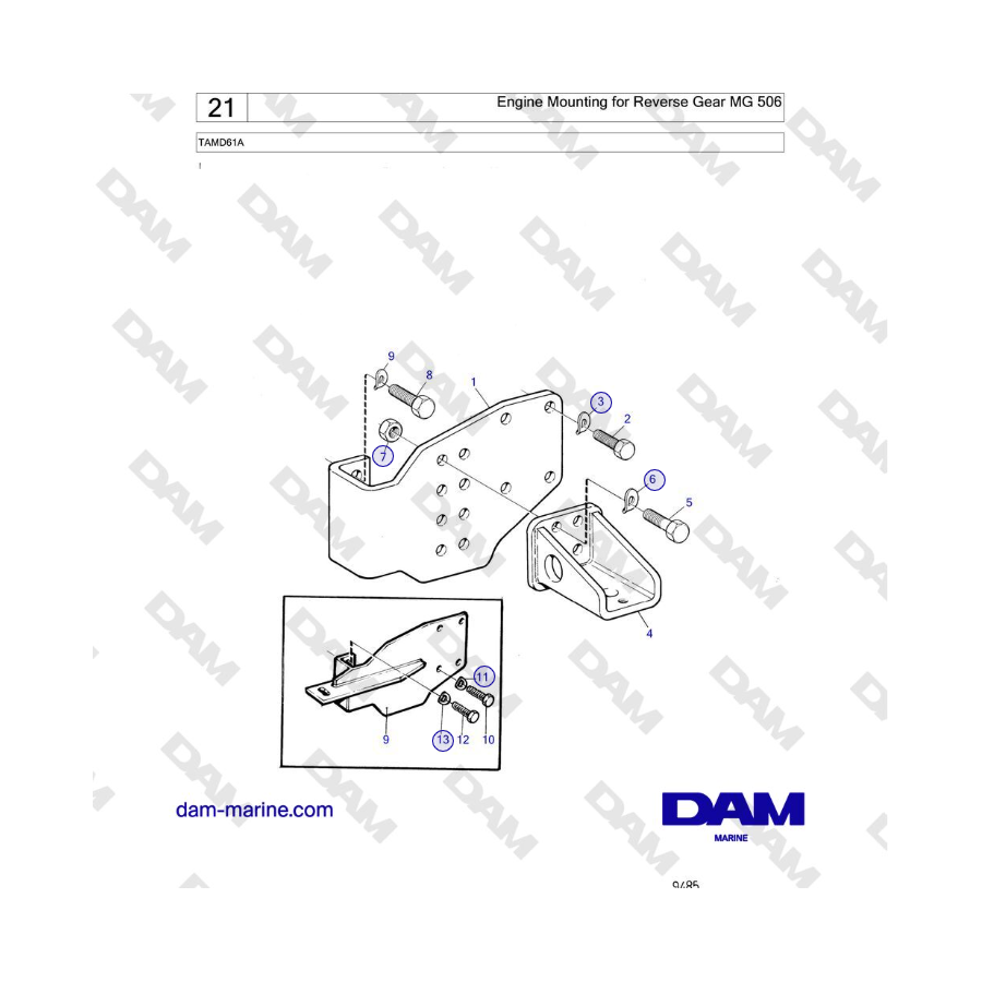 Volvo Penta TAMD61A - Soporte de motor para marcha atrás MG 506 