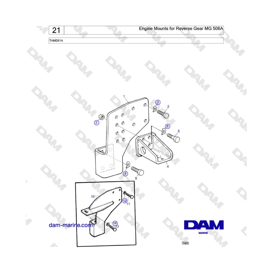 Volvo Penta TAMD61A - Engine Mounts for Reverse Gear MG 506A