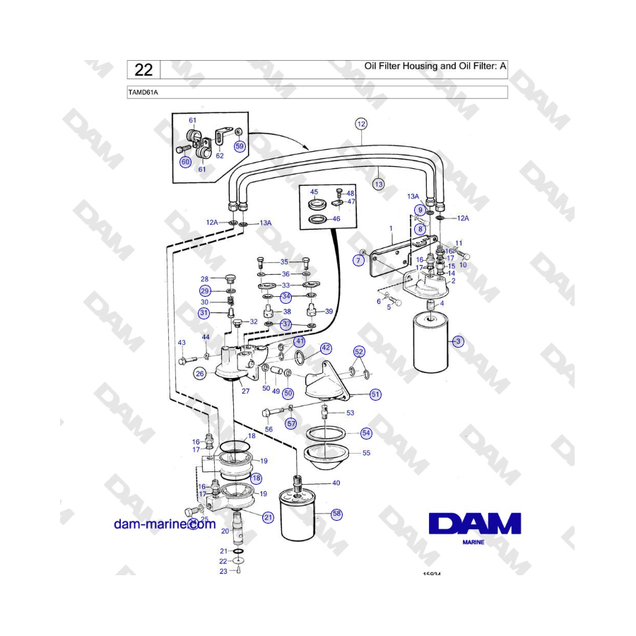 Volvo Penta TAMD62A - Oil Filter Housing and Oil Filter: A 