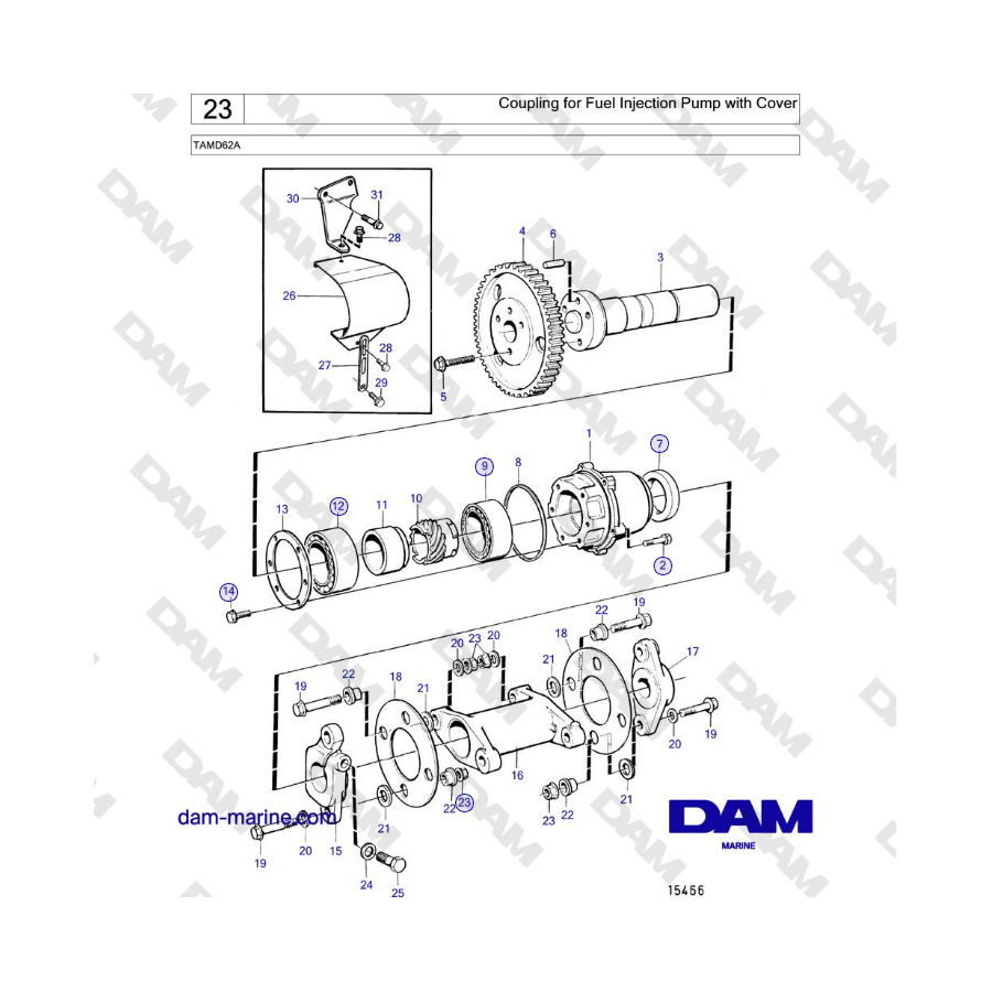 Volvo Penta TAMD62A - Coupling for Fuel Injection Pump with Cover 
