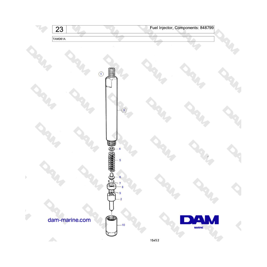 Volvo Penta TAMD61A - Fuel Injector, Components: 848799