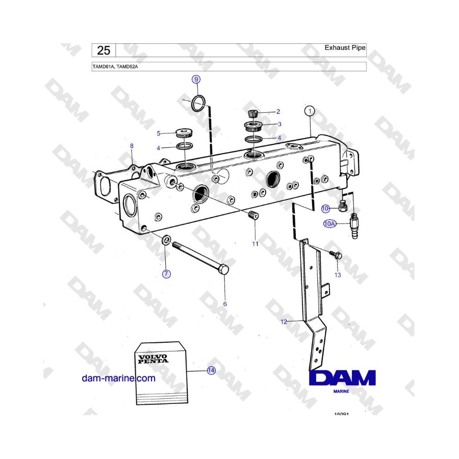 Volvo Penta TAMD61A, TAMD62A - Tubo di scarico