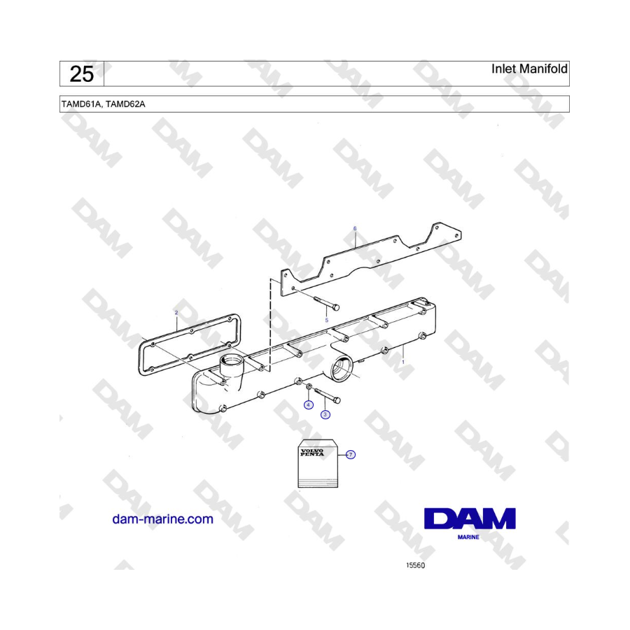 Volvo Penta TAMD61A, TAMD62A - Inlet Manifold 