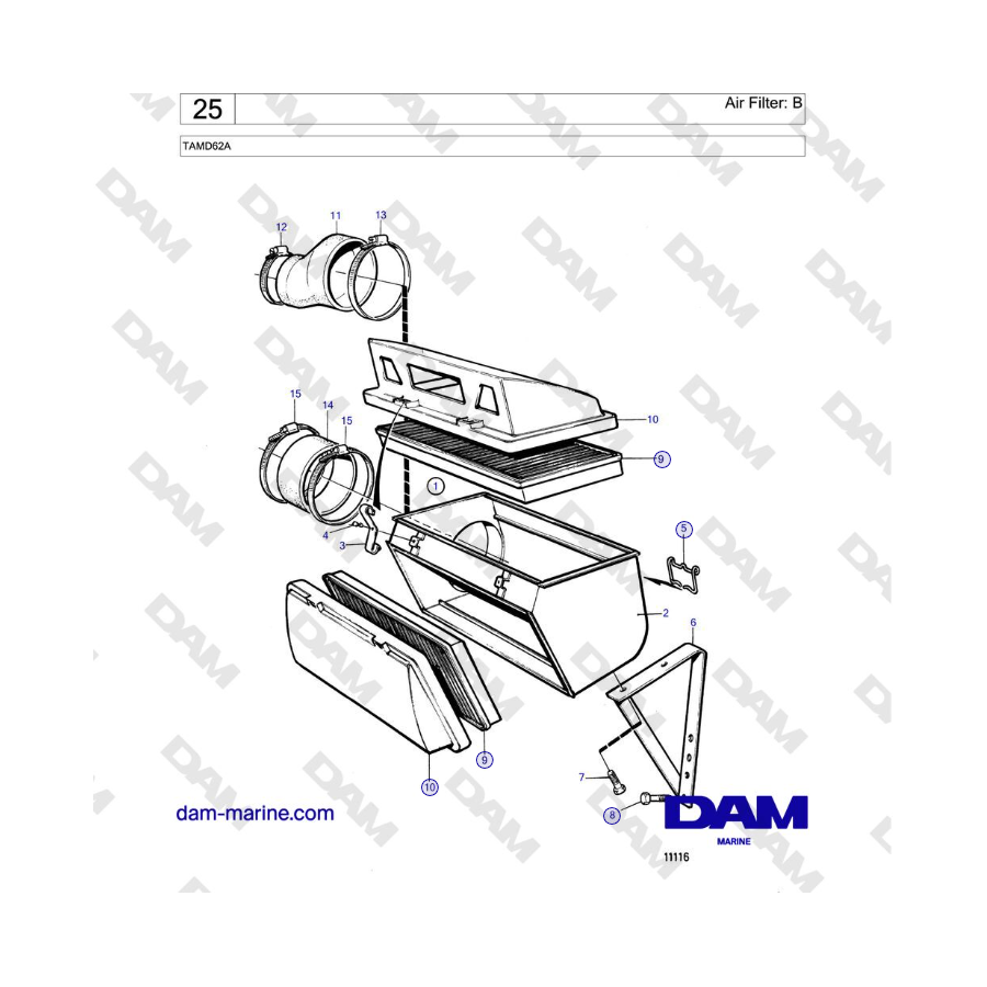 Volvo Penta TAMD62A - Air Filter: B 
