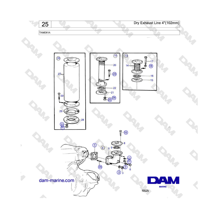 Volvo Penta TAMD61A - Dry Exhaust Line 4''(102mm)