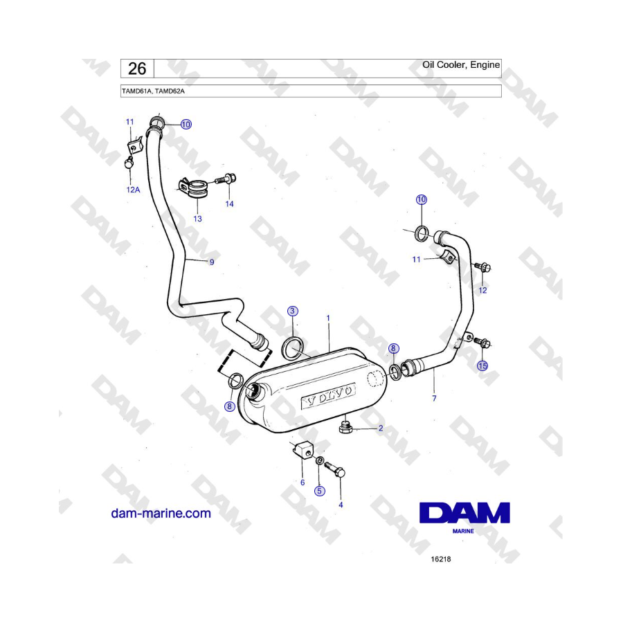 Volvo Penta TAMD61A, TAMD62A - Oil Cooler, Engine