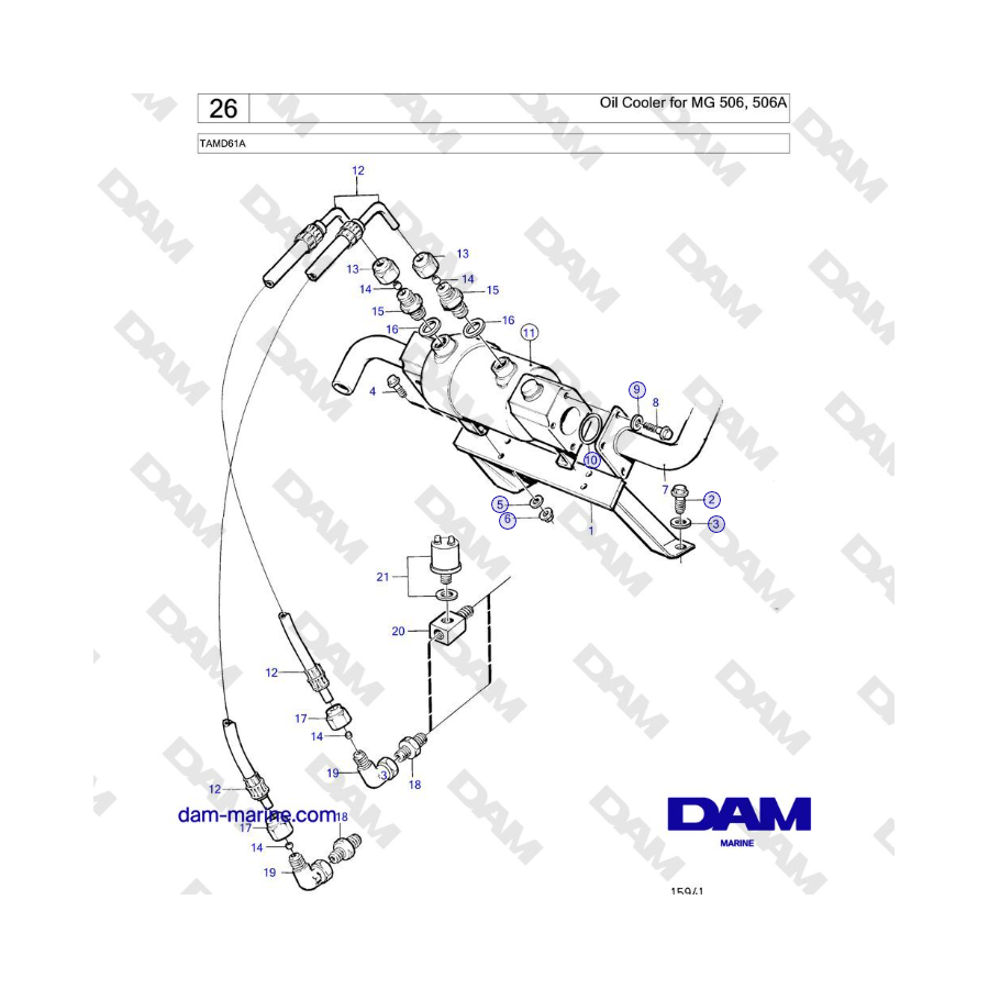 Volvo Penta TAMD61A - Enfriador de aceite para MG 506, 506A 