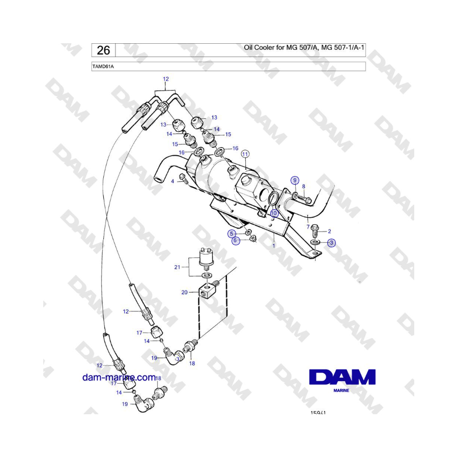 Volvo Penta TAMD61A - Enfriador de aceite para MG 507/A, MG 507-1/A-1