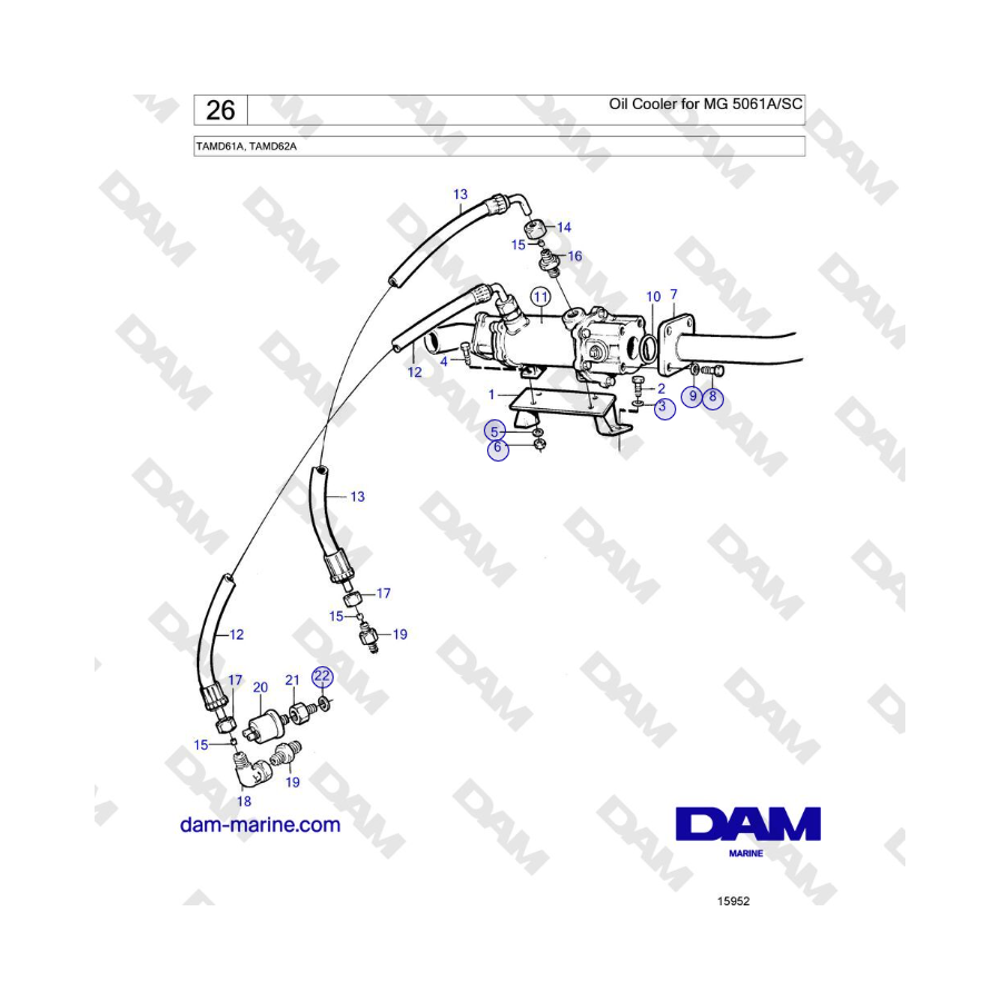 Volvo Penta TAMD61A, TAMD62A - Enfriador de aceite para MG 5061A/SC