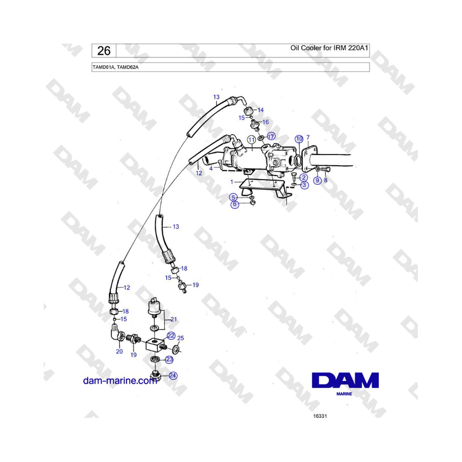 Volvo Penta TAMD61A, TAMD62A - Enfriador de aceite para IRM 220A1