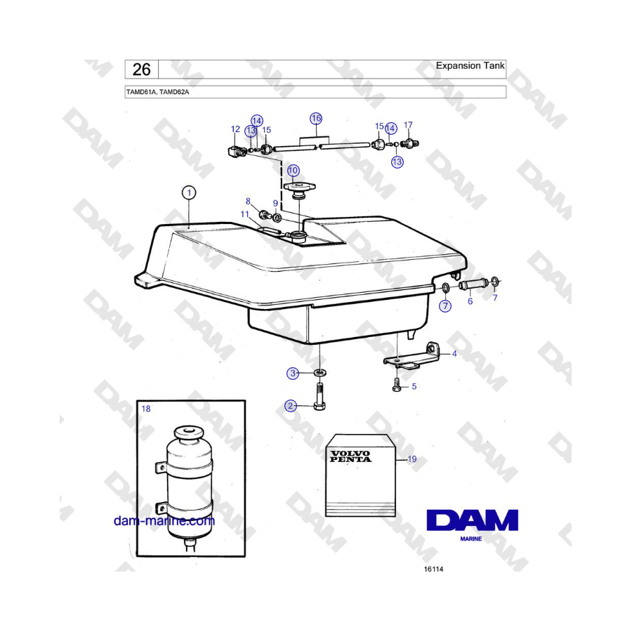 Volvo Penta TAMD61A, TAMD62A - Tanque de expansión