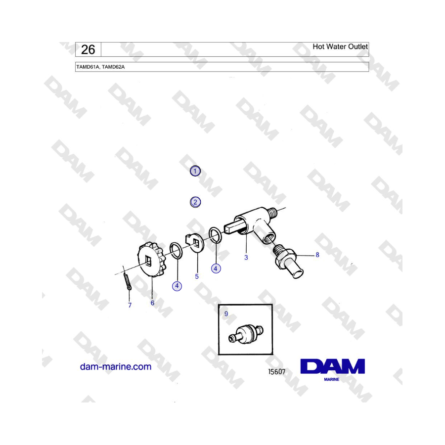 Volvo Penta TAMD61A, TAMD62A - Hot Water Outlet