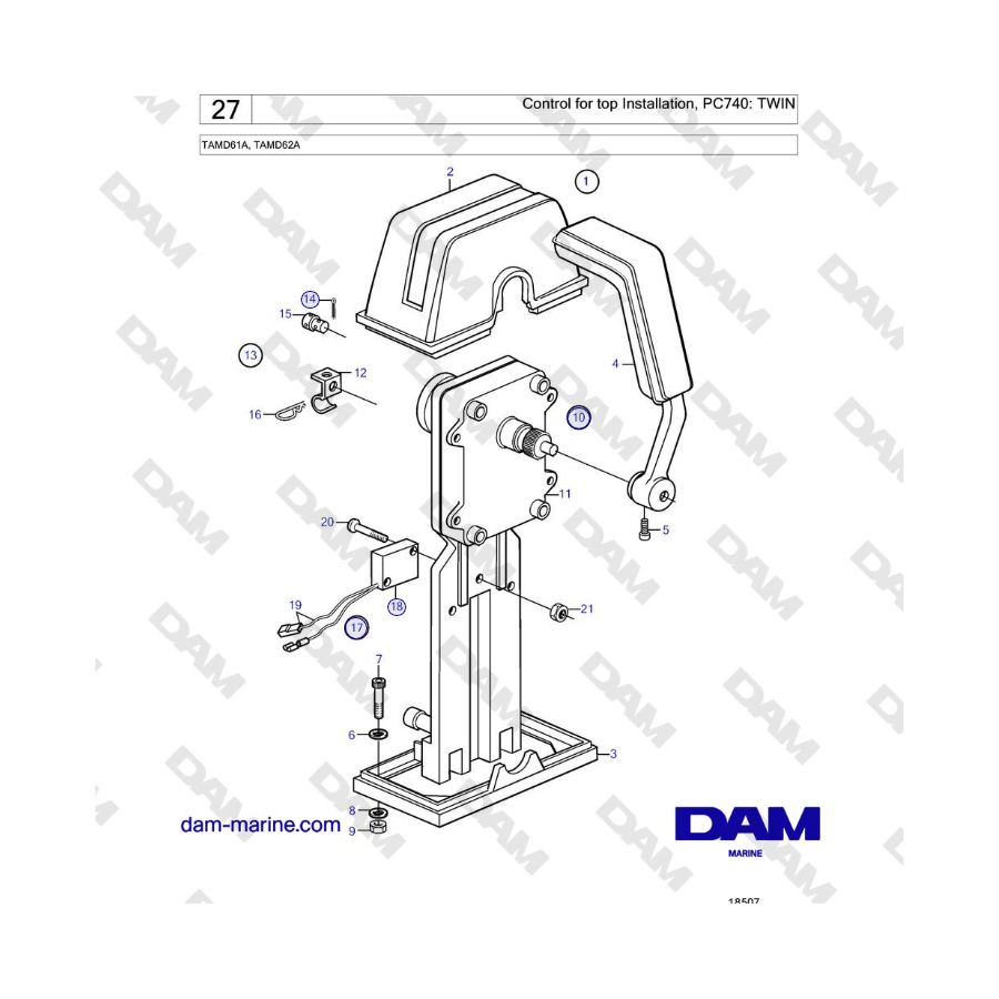 Volvo Penta TAMD61A, TAMD62A - Control para instalación superior, PC740: TWIN
