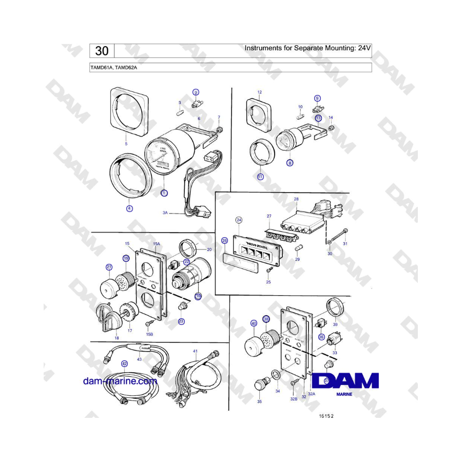 Volvo Penta TAMD61A, TAMD62A - Instrumentos para montaje independiente: 24 V