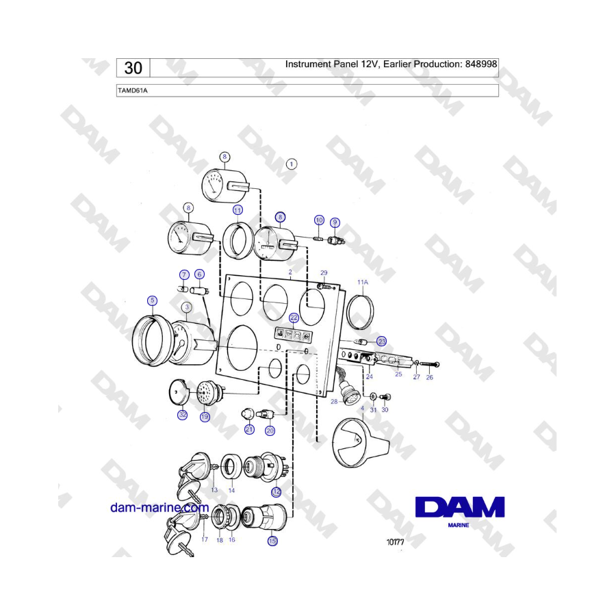 Volvo Penta TAMD61A - Panel de instrumentos de 12 V, producción anterior: 848998 