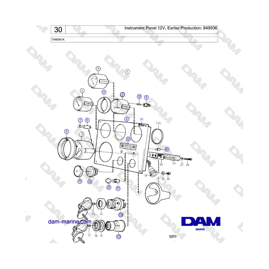 Volvo Penta TAMD61A - Panel de instrumentos de 12 V, producción anterior: 849936