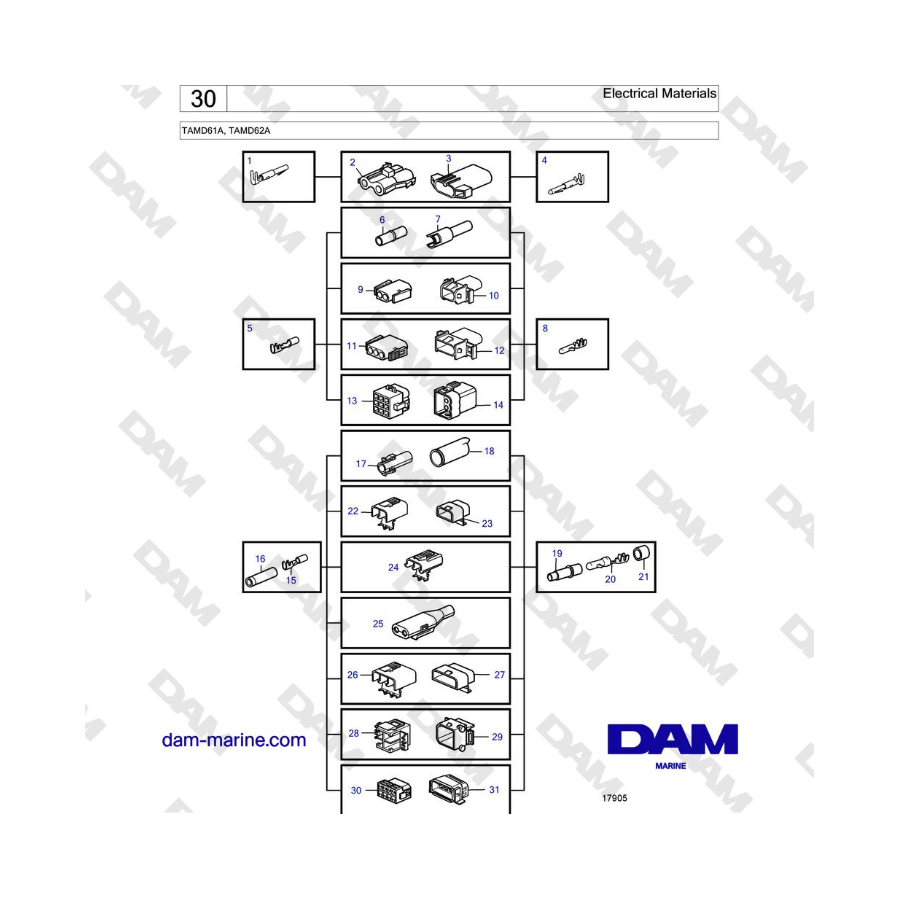 Volvo Penta TAMD61A, TAMD62A - Materiales eléctricos