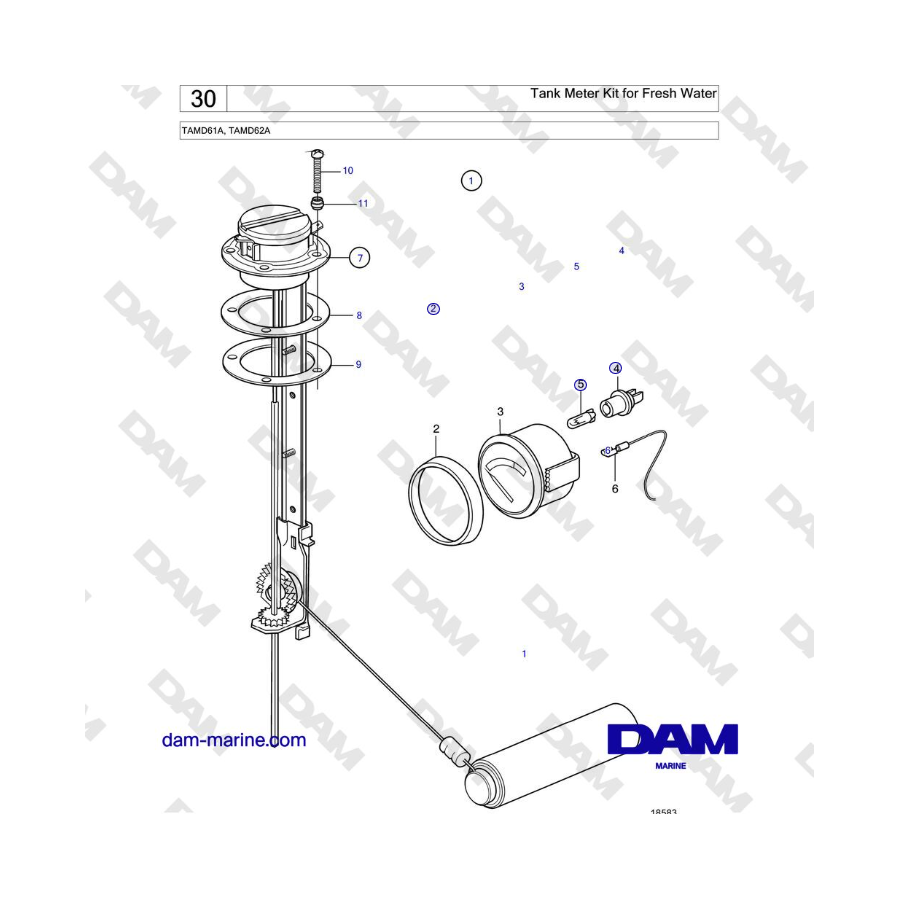 Volvo Penta TAMD61A, TAMD62A - Kit de medición de tanque para agua dulce