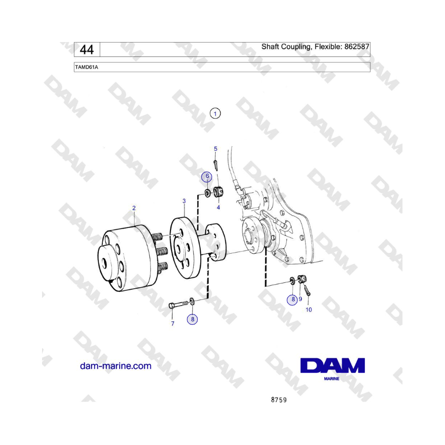 Volvo Penta TAMD61A - Giunto albero flessibile: 862587
