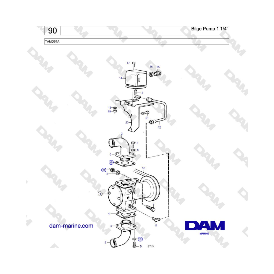 Volvo Penta TAMD61A - Bomba de achique 1 1/4''